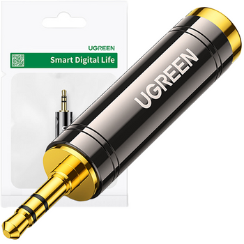 Ugreen adapter przejściówka audio z 3.5mm (męski) na 6,35mm mini jack (żeński) szary (AV168)