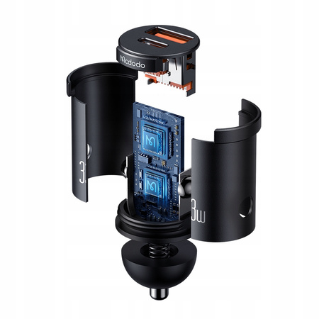 MCDODO POWERFUL FAST CAR CHARGER FOR PHONE 2X USB USB-C 33W LED