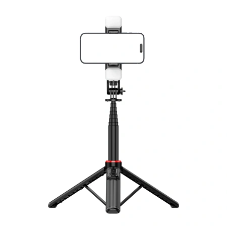 HURTEL SELFIE STICK TELESKOPOWY TRIPOD 1.3M DO TELEFONÓW Z LAMPĄ PODWÓJNĄ