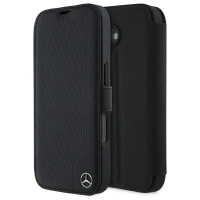 MERCEDES POKROWIEC DO IPHONE 16 6,1 BOOKCASE Z OCHRONĄ SKÓRZANY I DREWNIANY