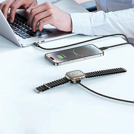 AWEI ZESTAW KABLI 3W1 USB-C DO LIGHTNING WATCH DO IPHONE APPLE 100W 10W