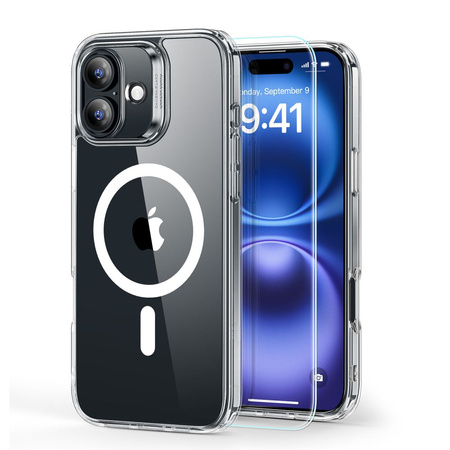 ESR ETUI HYBRID CASE HALOLOCK DO IPHONE 16 ZESTAW ZABEZPIECZAJĄCY EKRAN