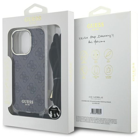 GUESS POKROWIEC CROSSBODY CORD DO IPHONE 16 PRO MAX 6.9 Z LOGO HARD CASE 4G