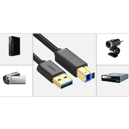 Ugreen kabel przewód do drukarki USB-A - USB-B 5Gb/s 2m czarny (US210)