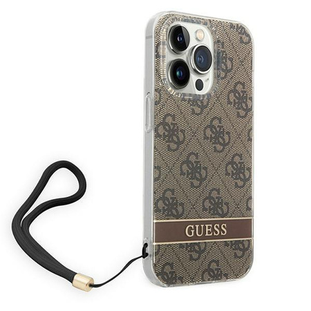 Guess GUOHCP14XH4STW iPhone 14 Pro Max 6,7" brązowy/brown hardcase 4G Print Strap