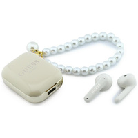 Słuchawki TWS Guess Pearl Strap beżowy