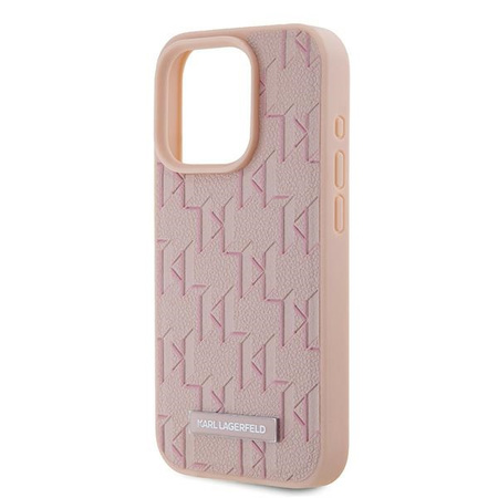 KARL LAGERFELD CASE DO IPHONE 15 PRO MAX 6.7 LEATHER MONOGRAM METAL LOGO