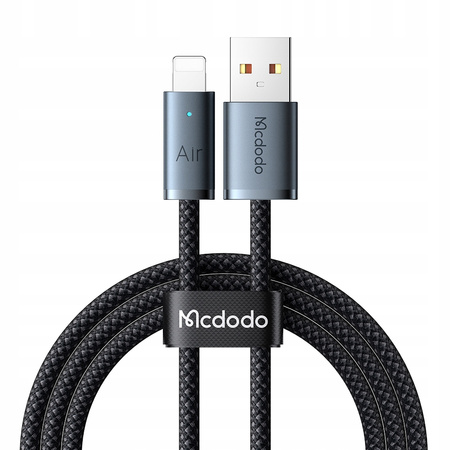 MCDODO KABEL USB-A LIGHTNING SZYBKIE ŁADOWANIE DO TELEFONU LED CZARNY 2M