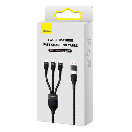 BASEUS KABEL USB 3W1 PRZEWÓD DO TELEFON TABLET IPHONE USB-C MICRO USB 100W