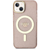 Etui Guess GUHMP14MHCMCGP na iPhone 14 Plus 6.7" - różowe Glitter Gold MagSafe