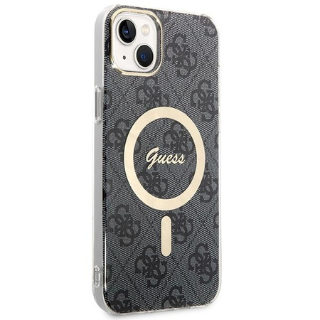Guess zestaw ładowarka MagSafe + etui do iPhone 14 Plus 6,7" czarne 4G Print (GUBPP14MH4EACSK)