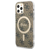 Zestaw Guess GUBPP12MH4EACSW Case+ Charger iPhone 12/12 Pro brązowy/brown hard case 4G Print MagSafe