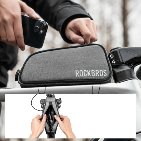Torba rowerowa Rockbros 30120045003 ROAD TO SKY na górną rurę ramy wodoodporna 0,7L - szara