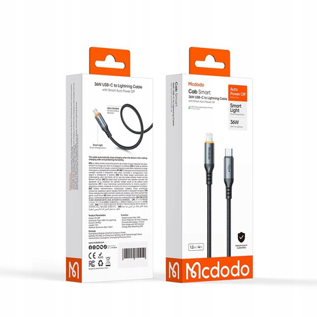MCDODO KABEL USB-C LIGHTNING SZYBKIE ŁADOWANIE 36W 1M POWER OFF LED