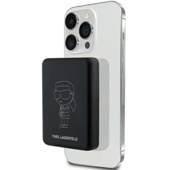 Karl Lagerfeld Powerbank indukcyjnyKLPBM5KIOTTGK 5000mAh czarny/black NFT Outline Ikonik MagSafe