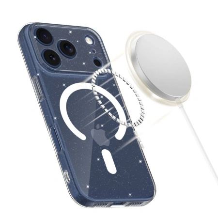 Etui Tech-Protect FlexAir MagSafe na iPhone 17 Pro - przezroczysto-brokatowe
