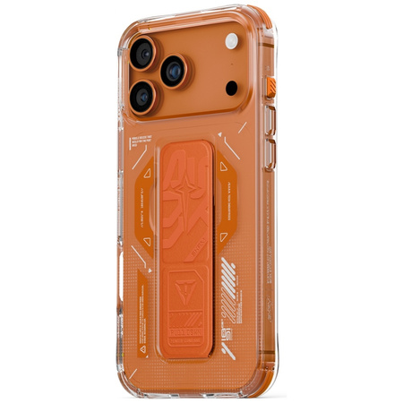 Etui Skinarma Helio do iPhone 17 Pro Max Magnetic Charging + Grip Stand pomarańczowy