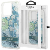 Guess GUHCP14XLFLSN iPhone 14 Pro Max 6,7" zielony/green hardcase Flower Liquid Glitter