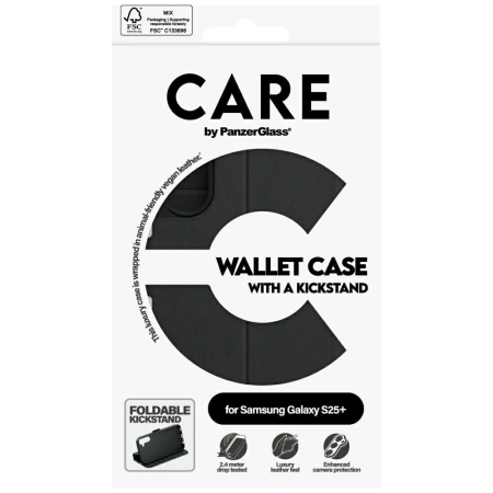 Etui CARE by PanzerGlass Feature Wallet Kickstand na Samsung Galaxy S25+  - czarne