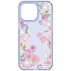 Etui Spigen Liquid Crystal na iPhone 15 Pro - różowo-niebieskie kwiaty