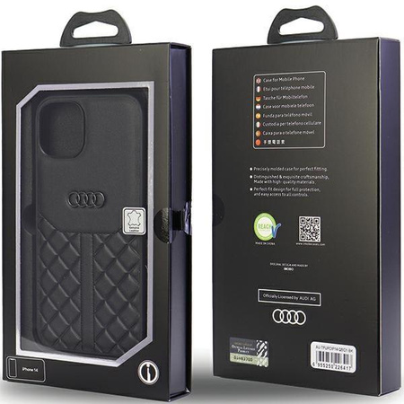 Etui Audi Genuine Leather na iPhone 14 - czarne AU-TPUPCIP14-Q8/D1-BK