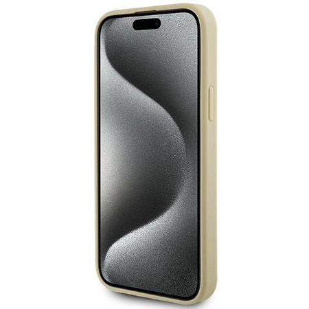 Etui Guess Leather 4G Metal Logo Strass do iPhone 15 - złote