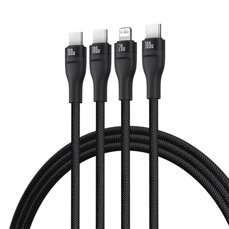 BASEUS KABEL 3W1 USB-C DO LIGHTNING 1,5M DO IPHONE 12 13 14 100W Z 3 KABLAM