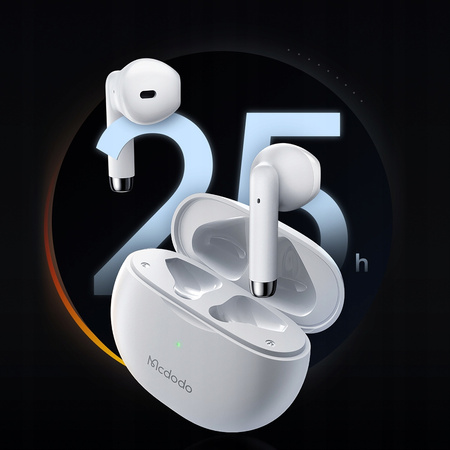 Słuchawki do telefonu Mcdodo, bezprzewodowe, douszne, z etui, Bluetooth 5, białe
