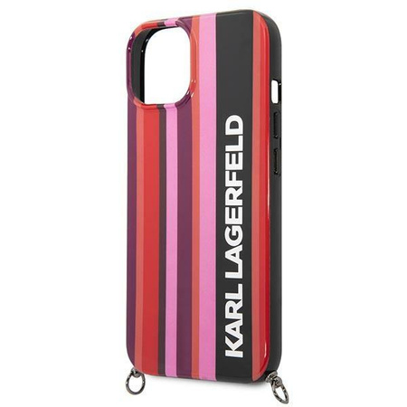 Etui Karl Lagerfeld KLHCP14SSTSTP na iPhone 14 hardcase - różowe Color Stripes Strap