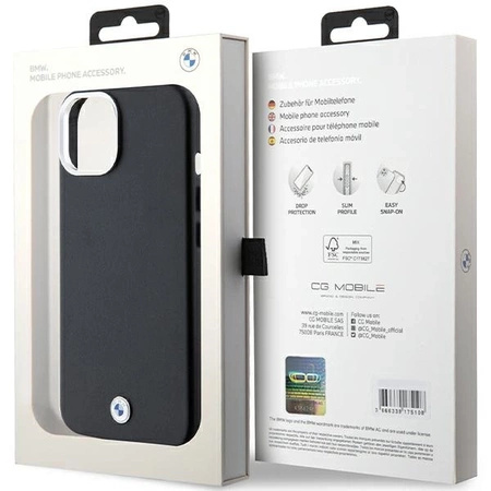 Etui BMW Signature Wrapped Metal MagSafe na iPhone 15 Plus / 14 Plus - czarne