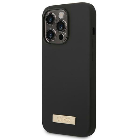 Guess GUHMP14XSBPLK iPhone 14 Pro Max 6,7" czarny/black hard case Silicone Logo Plate MagSafe