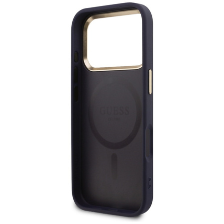 Etui Guess Peony Hot Stamp MagSafe do    iPhone 17 Pro niebieski