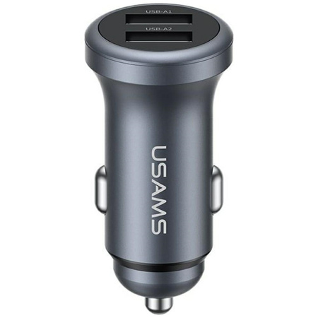 Ładowarka samochodowa USAMS CC320        Aluminium 2.4A 2xUSB-A tarnish