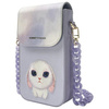 Nimmy Zestaw 3w1 torebka na telefon +    portfel + etui na lokalizator fioletowy/purple Big Eyed Pet 2.0 Rabbit
