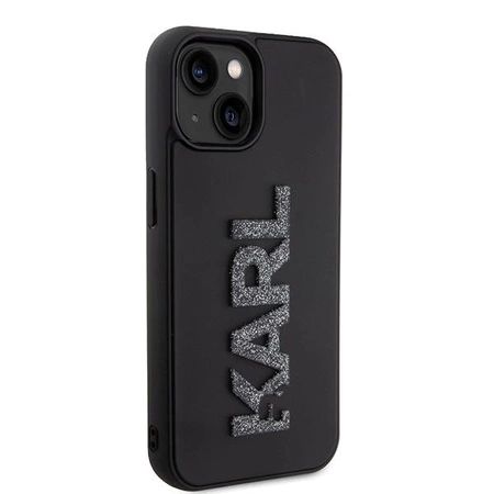 Etui Karl Lagerfeld 3D Rubber Glitter Logo na iPhone 15 Plus - czarne