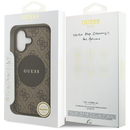 Etui Guess 4G Circle Classic Logo MagSafe do iPhone 17 brązowy