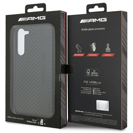 Etui AMG AMHCS23MBLSCA S23+ S916 - czarne Carbon Stripe&Embossed