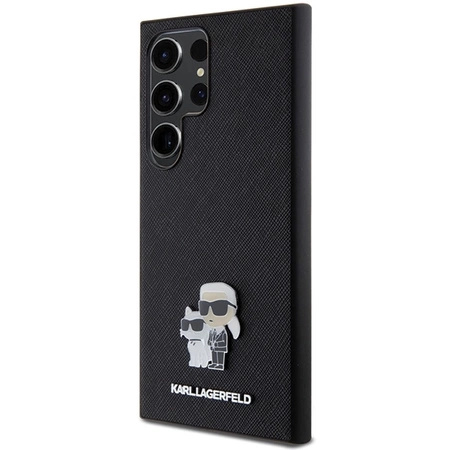 Etui Karl Lagerfeld Saffiano Karl&Choupette Metal Pin na Samsung Galaxy S24 Ultra - czarne