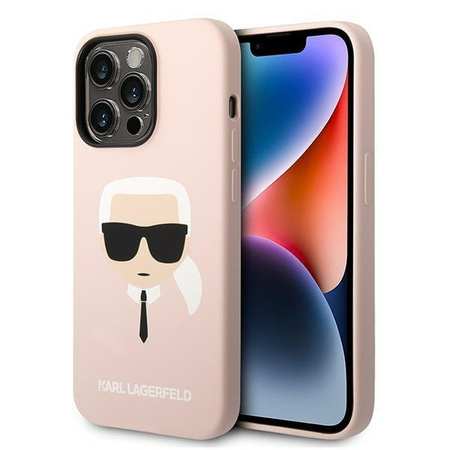 Karl Lagerfeld KLHMP14LSLKHLP iPhone 14 Pro 6,1" hardcase jasnoróżowy/light pink Silicone Karl`s Head Magsafe