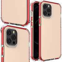 Spring Armor żelowy elastyczny pancerny pokrowiec z kolorową ramką do iPhone 11 Pro Max czerwony