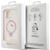 Etui Hello Kitty Ring Stand Glitter Electrop Logo MagSafe na iPhone 15 / 14 / 13 - różowe