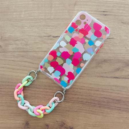 Color Chain Case żelowe elastyczne etui z łańcuchem łańcuszkiem zawieszką do Xiaomi Redmi Note 10 / Redmi Note 10S wielokolorowy (1)