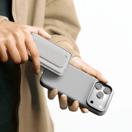 AMAZINGTHING ETUI GLAMOUR DO IPHONE 17 PRO MAX Z PODSTAWKĄ SZARE