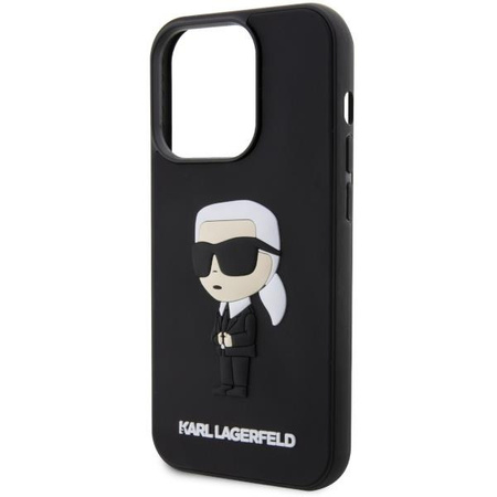 Etui Karl Lagerfeld KLHCP14X3DRKINK na iPhone 14 Pro Max 6.7" - czarne Rubber Ikonik 3D