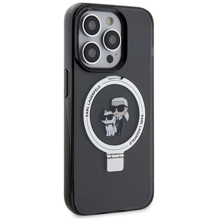 Etui Karl Lagerfeld Ring Stand Karl&Choupettte MagSafe do iPhone 15 Pro Max - czarne