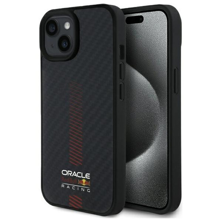 Red Bull RBHMP15S24CFGSMK iPhone 15 6.1 hardcase czarny/black Carbon Fiber Power Bar MagSafe