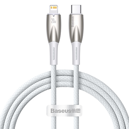 Baseus Glimmer Series kabel do szybkiego ładowania USB-C - Lightning 480Mb/s PD 20W 1m biały