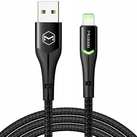 MCDODO USB LIGHTNING FAST CHARGING CABLE 36W FOR IPHONE 13 14 2M LED BLACK