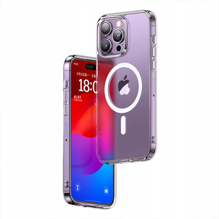 MCDODO MAGNETIC CASE CLEAR CASE REINFORCED FOR MAGSAFE IPHONE 15 PURPLE
