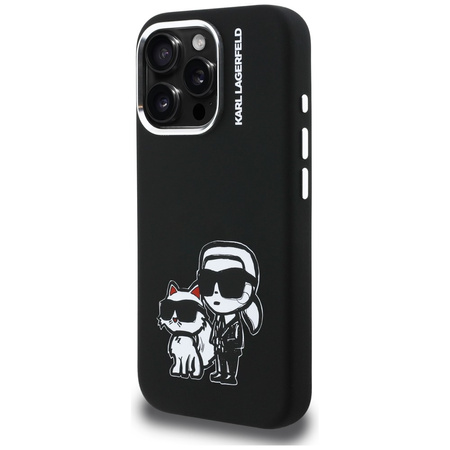 Etui Karl Lagerfeld Silicone             Karl&Choupette Sketch MagSafe do iPhone 16 Pro Max czarny
